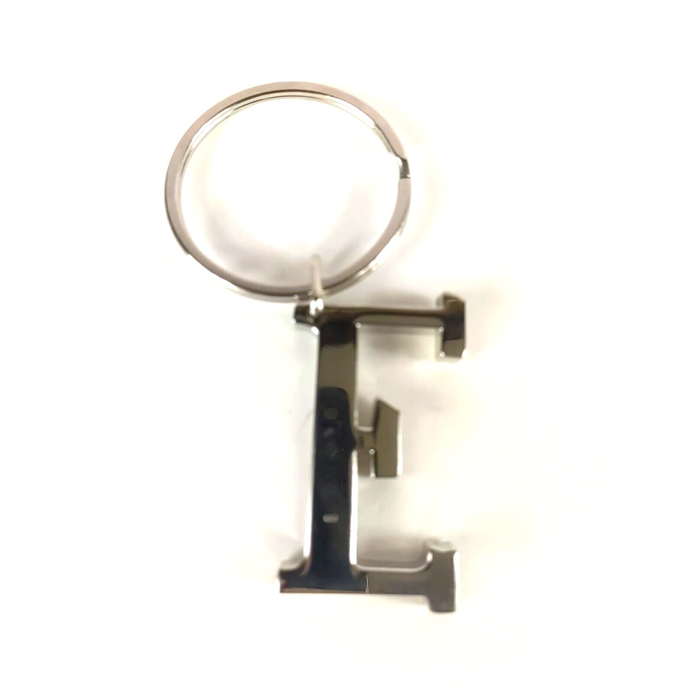 Monogram Big E Keychain Silver Tone